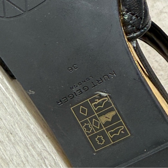 KURT GEIGER Mayfair Black Quilted Leather Ankle Strap SANDALS Black NEW Size 36 - Picture 9 of 13